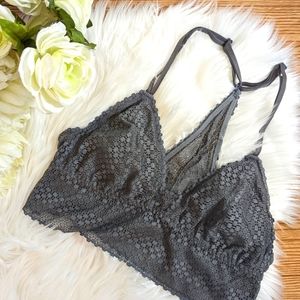 Aerie Gray Lace Racer Back Bralette